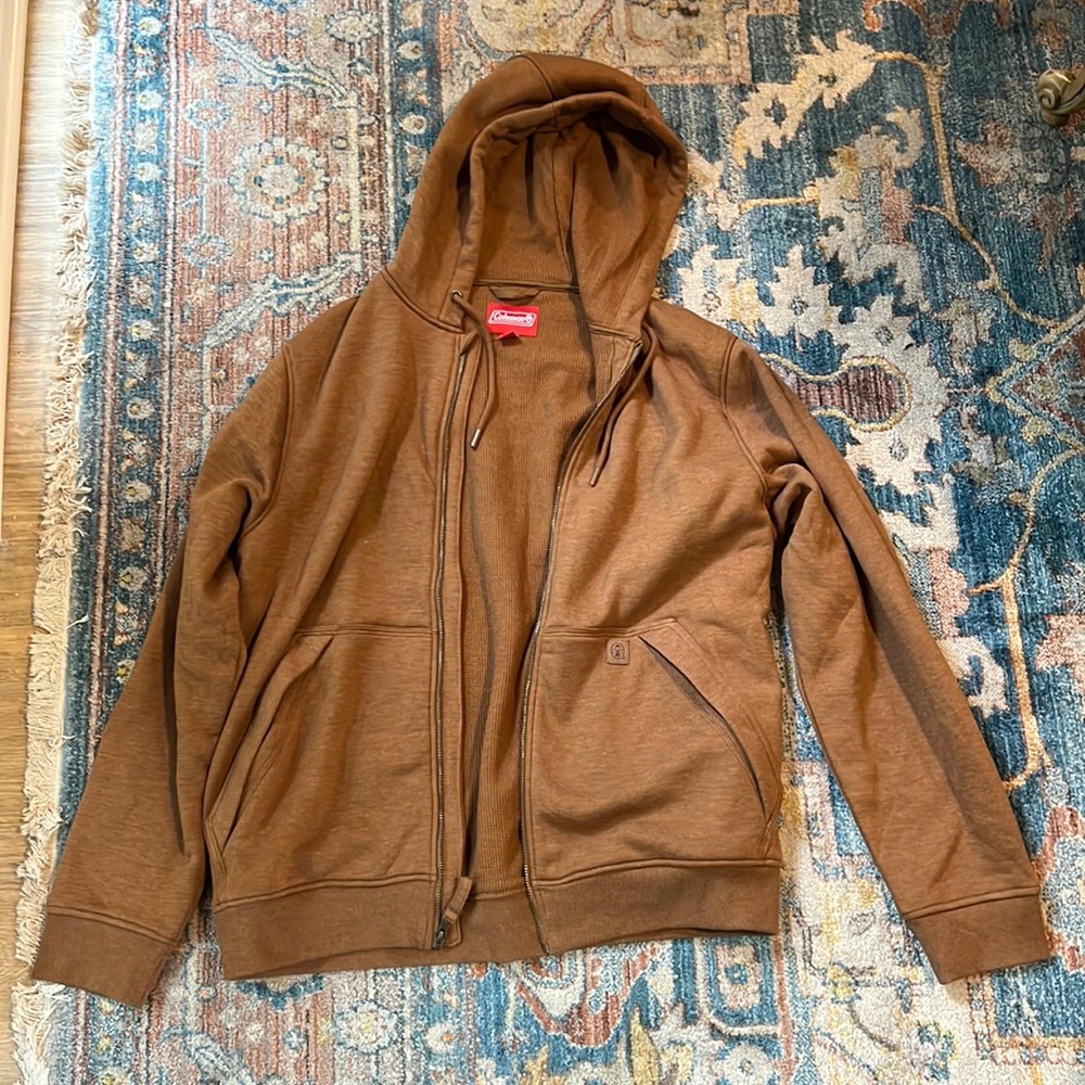 Mens Large Brown Zip Hoodie